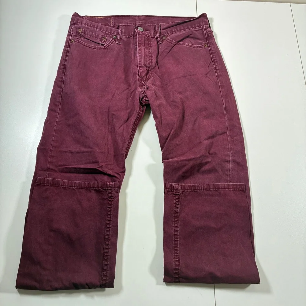 Levi's 513 Slim Straight Jeans 32x29 Burgundy Maroon USA Cowboy